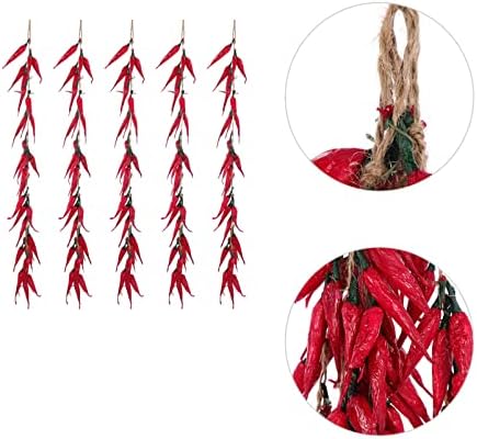 Happyyami 5pcs Artificial Chili Peppers Hanging Decorations