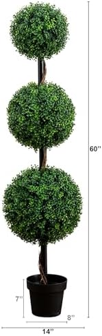 Nearly Natural 5ft Artificial Triple Ball Boxwood Topiary Tree 1