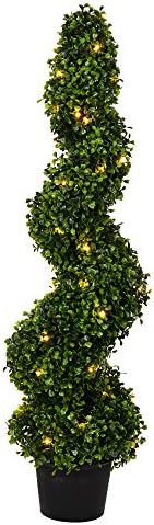 Vickerman Pre-Lit LED Artificial Boxwood Spiral Tree 3 Foot Tall
