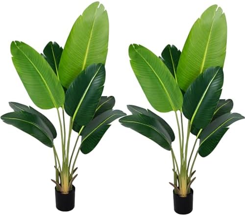CETRD Artificial Bird of Paradise Plant 4ft 2Pcs Fake Tree Set