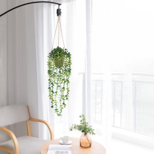 Nisoger Artificial Hanging Plant with Woven Basket 2 Pack