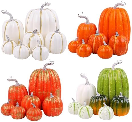 Belupai 7 Pcs Artificial Pumpkins Decor