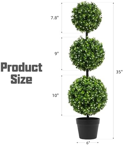LUWENER 3FT Artificial Boxwood Topiary Set