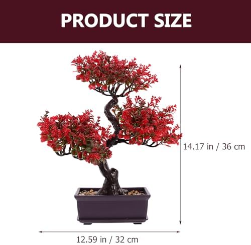 Cabilock Artificial Red Bonsai Tree Indoor Decor