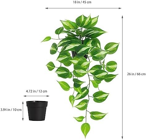 LuckyGreenery Artificial Devils Ivy Golden Pothos Hanging Plant 26in