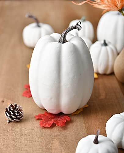 DearHouse 8Pcs Artificial Pumpkins Fall Decor Set with 2Pcs Pinecones