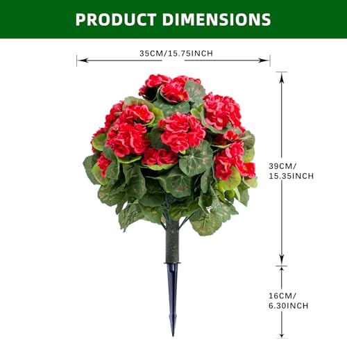 Set of 2 Artificial Red Topiary Ball Trees with Metal Stakes