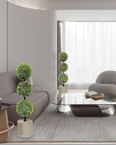 ChrisXiao 3ft Artificial Boxwood Topiary Set of 2