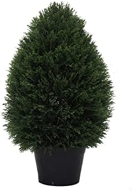 Vickerman 24 Inch Artificial Cedar Topiary Potted Bush