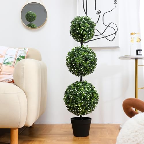 LUWENER 3FT Artificial Boxwood Topiary Set