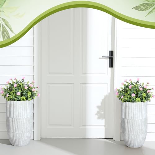 XunYee 4 Pcs 20 Inch Artificial Topiary Trees with Pink Flowers