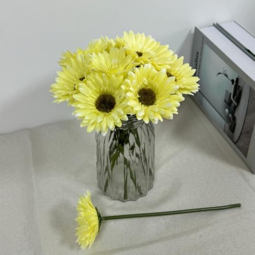 10PCS Artificial Daisy Silk Flowers for Home Decor Yellow