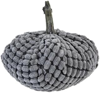 Farmhouse Weighted Pumpkins Set of 2 Gray Chenille Fall Decor