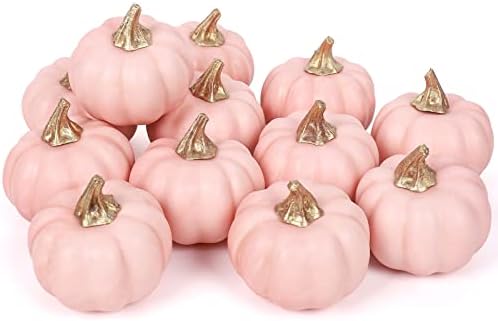Whaline Artificial Pink Pumpkins 12pcs Bulk Fall Decor