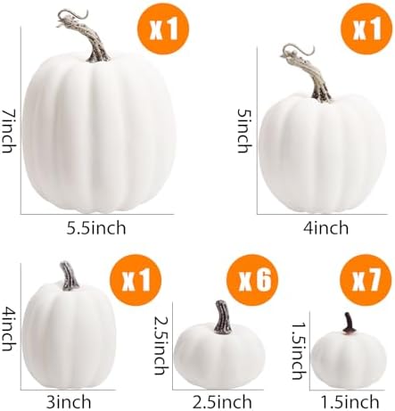 DomeStar Artificial White Pumpkins 16PCS