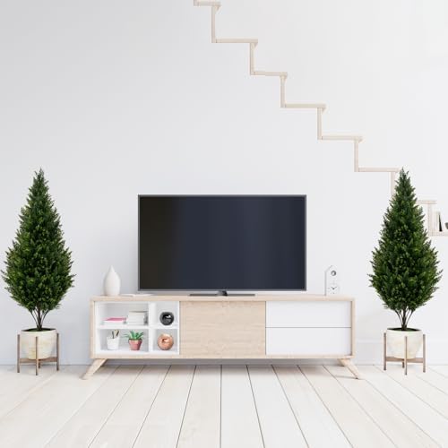 Goplus Artificial Cedar Topiary Trees Set of 2