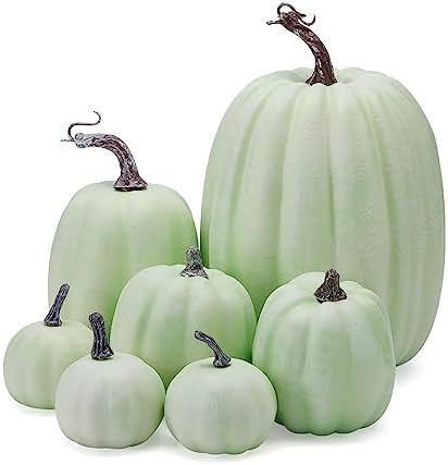 7Pcs Artificial Pumpkins Faux Foam Fall Decorations for Home