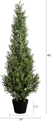 Nearly Natural 4ft UV-Resistant Artificial Boxwood Topiary Tree with Planter