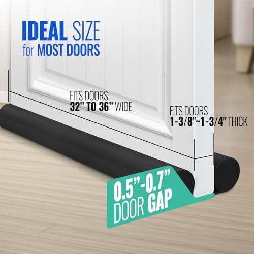 Door Draft Stopper 36 Inch Black Red