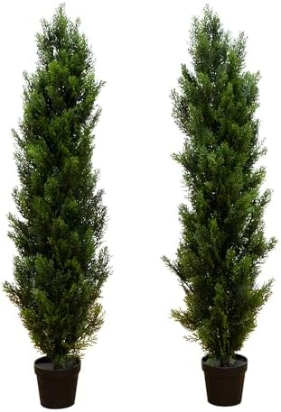 Nearly Natural 4ft Cedar Topiary Artificial Trees Set of 2