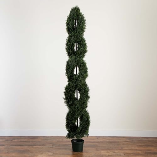 Nearly Natural 8ft Double Pond Cypress Spiral Topiary UV Resistant
