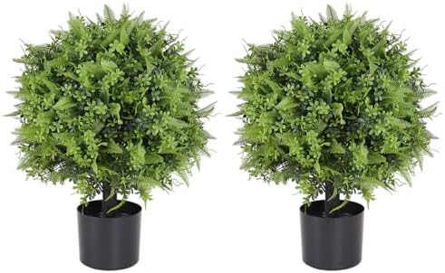 22 Inch Artificial Boxwood Topiary Trees Set of 2