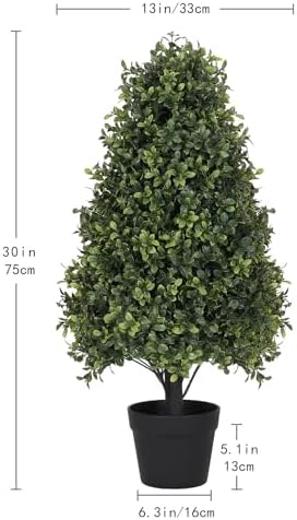 Azoco 30 Inch Artificial Boxwood Topiary Trees Set of 2