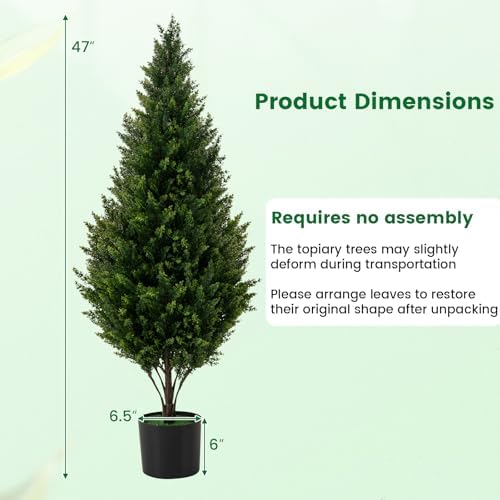 Goplus Artificial Cedar Topiary Trees Set of 2