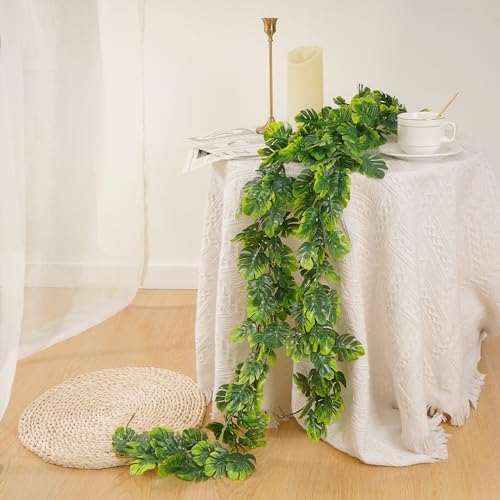 Dolicer 4Pcs Artificial Monstera Leaf Vines Hanging Garland