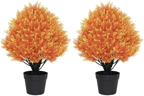 24 Inch Fall Cedar Topiary Artificial Set of 2