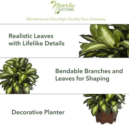 Nearly Natural 24in Golden Dieffenbachia Silk Plant