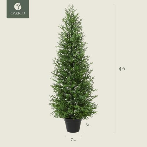 Artificial Cedar Topiary Trees Set of 2 4FT Indoor Outdoor