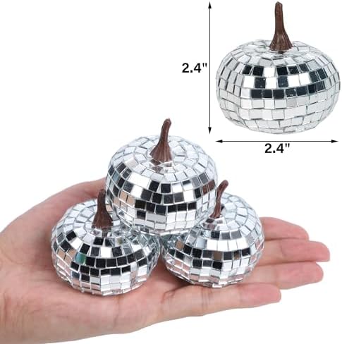 Winemana 12 Pack Silver Glitter Pumpkins Fall Decor