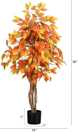 Nearly Natural 3ft Autumn Ficus Artificial Tree