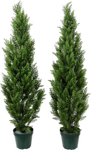 Pre Potted Artificial Cedar Topiary Trees Pack of 2
