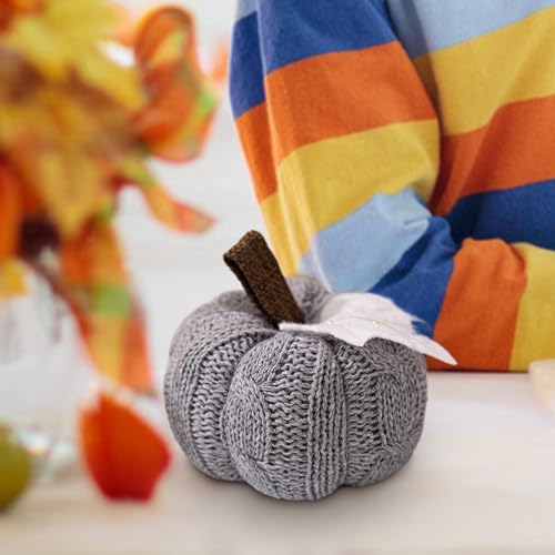 Mini Knit Pumpkin Decor 4 Inch Artificial Fall Centerpiece