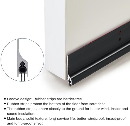 Gisafai 2 Pcs 36 Inch Metal Door Draft Stopper Black