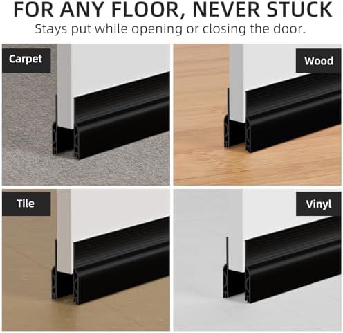 Black Door Draft Stopper 39 Inches for Weather Sealing