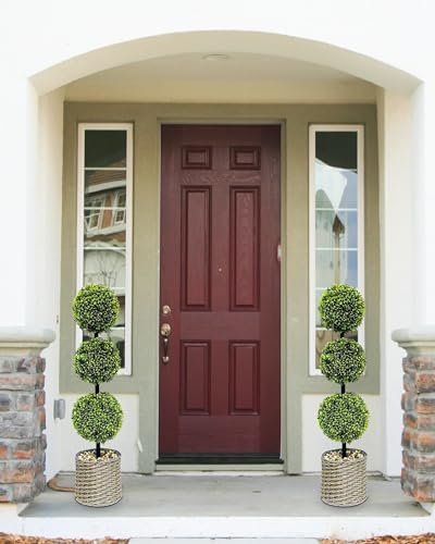 ChrisXiao 3ft Artificial Boxwood Topiary Set of 2