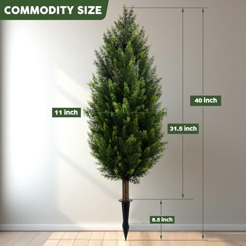 3ft Artificial Cedar Topiary Tree with Stakes Set of 2