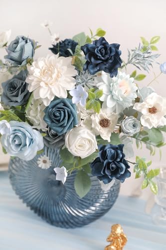 Blue Artificial Flowers Combo Box Set for DIY Decor