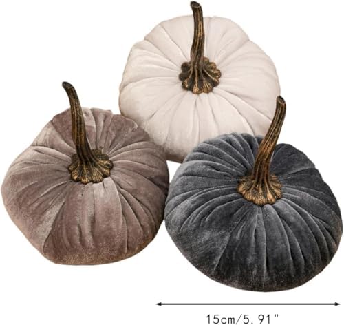 3pcs Artificial Velvet Pumpkins Decoration Set - Style A