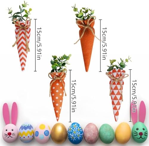 BEIJIALY 4 Pack Easter Fabric Carrots for DIY Decor