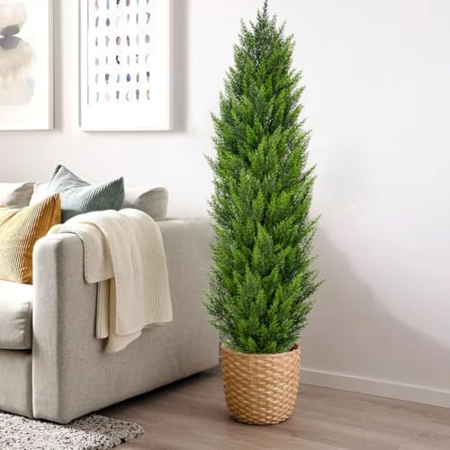 Briful 5ft Cedar Topiary Trees Artificial Set of 2