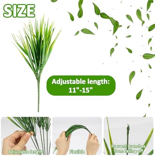 10 Pack Artificial Grass Plants for Outdoor Decor