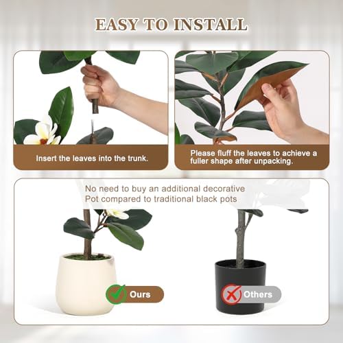 GarveeHome 5FT Rubber Tree Artificial with White Planter Pot