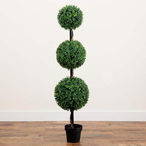 Nearly Natural 5ft Artificial Triple Ball Boxwood Topiary Tree 1