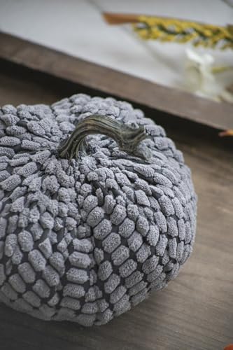 Farmhouse Weighted Pumpkins Set of 2 Gray Chenille Fall Decor