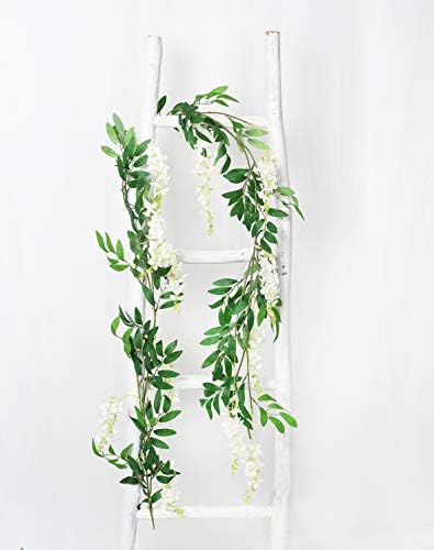 DearHouse 2Pcs 6Ft Artificial Wisteria Garland White