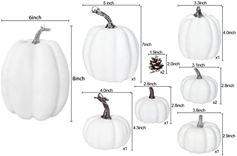 DearHouse 8Pcs Artificial Pumpkins Fall Decor Set with 2Pcs Pinecones